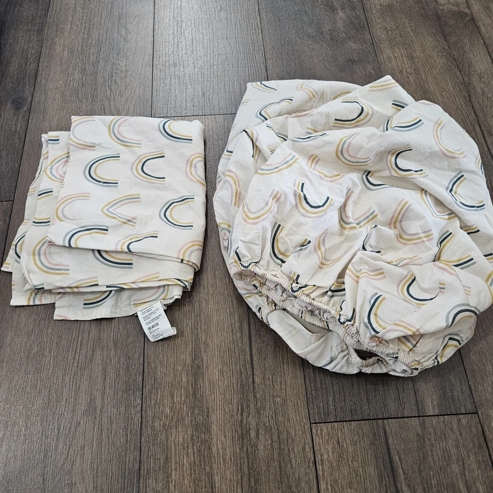 Crate & Kids Organic Cotton Toddler Crib Sheet Set Asha Rainbow